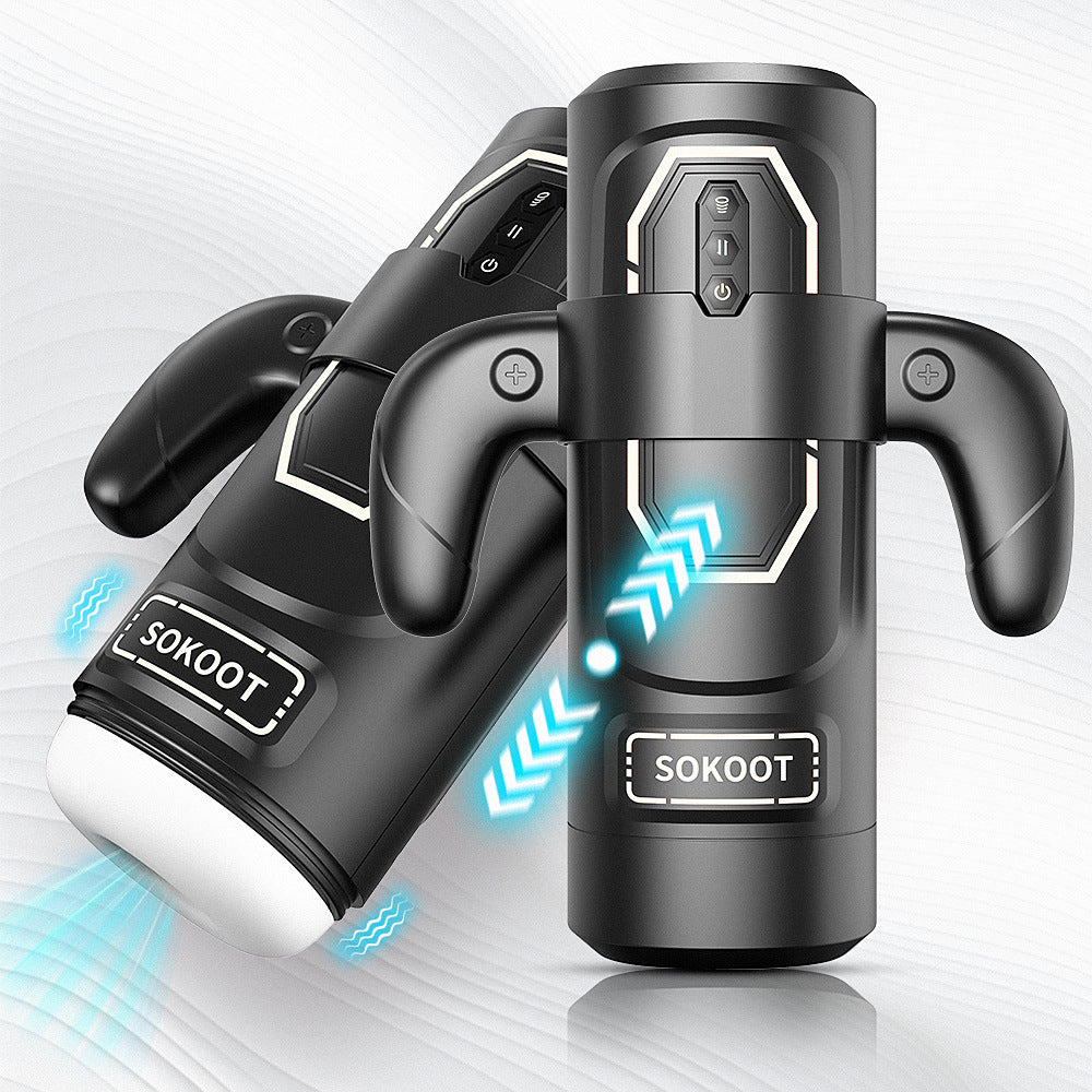 Dual-Handle Vibrating Stroker — Powerful Motor, Removable Soft Sleeve, Easy One-Hand Control