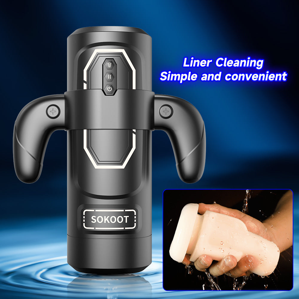 Dual-Handle Vibrating Stroker — Powerful Motor, Removable Soft Sleeve, Easy One-Hand Control