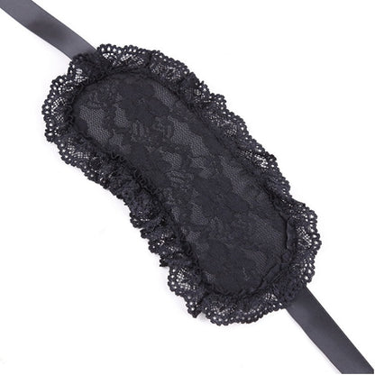 Soft Bondage Set — Black Lace Blindfold & Padded Wrist Cuffs with Satin Ties