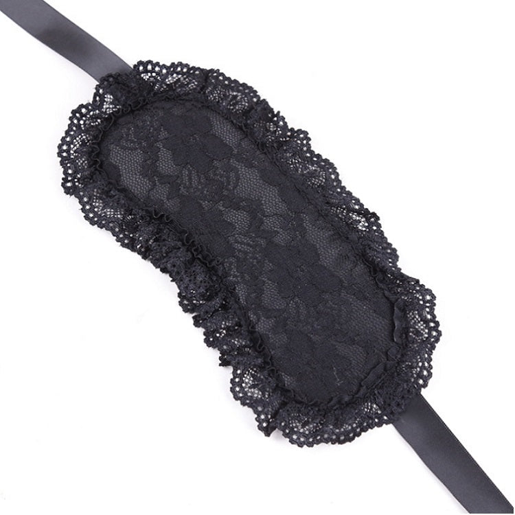 Soft Bondage Set — Black Lace Blindfold & Padded Wrist Cuffs with Satin Ties