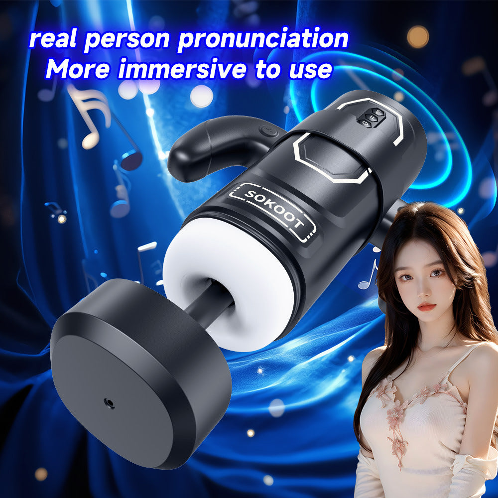 Dual-Handle Vibrating Stroker — Powerful Motor, Removable Soft Sleeve, Easy One-Hand Control