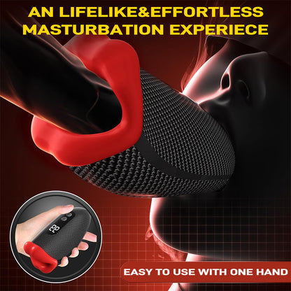 App-Controlled Vibrating Stroker with Tapping Nodes — Textured Grip, LED Level Display, One-Hand Use