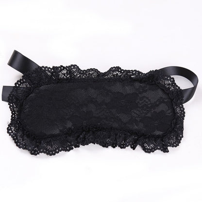 Soft Bondage Set — Black Lace Blindfold & Padded Wrist Cuffs with Satin Ties