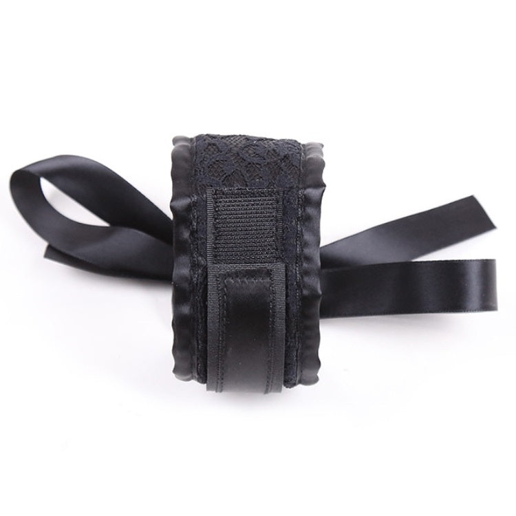 Soft Bondage Set — Black Lace Blindfold & Padded Wrist Cuffs with Satin Ties