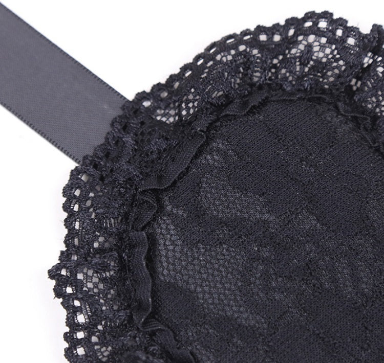 Soft Bondage Set — Black Lace Blindfold & Padded Wrist Cuffs with Satin Ties